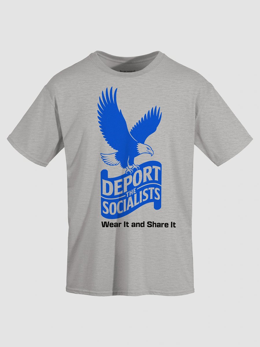 Deport The Socialists Bold Statement Tee (A) - Blue & Black Ink product image (3)