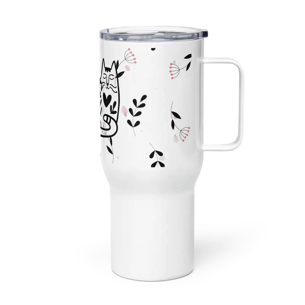 Whimsical Folk Art Cat Love Travel Mug|Housewarming Birthday Gifts Cute Mug product image (3)