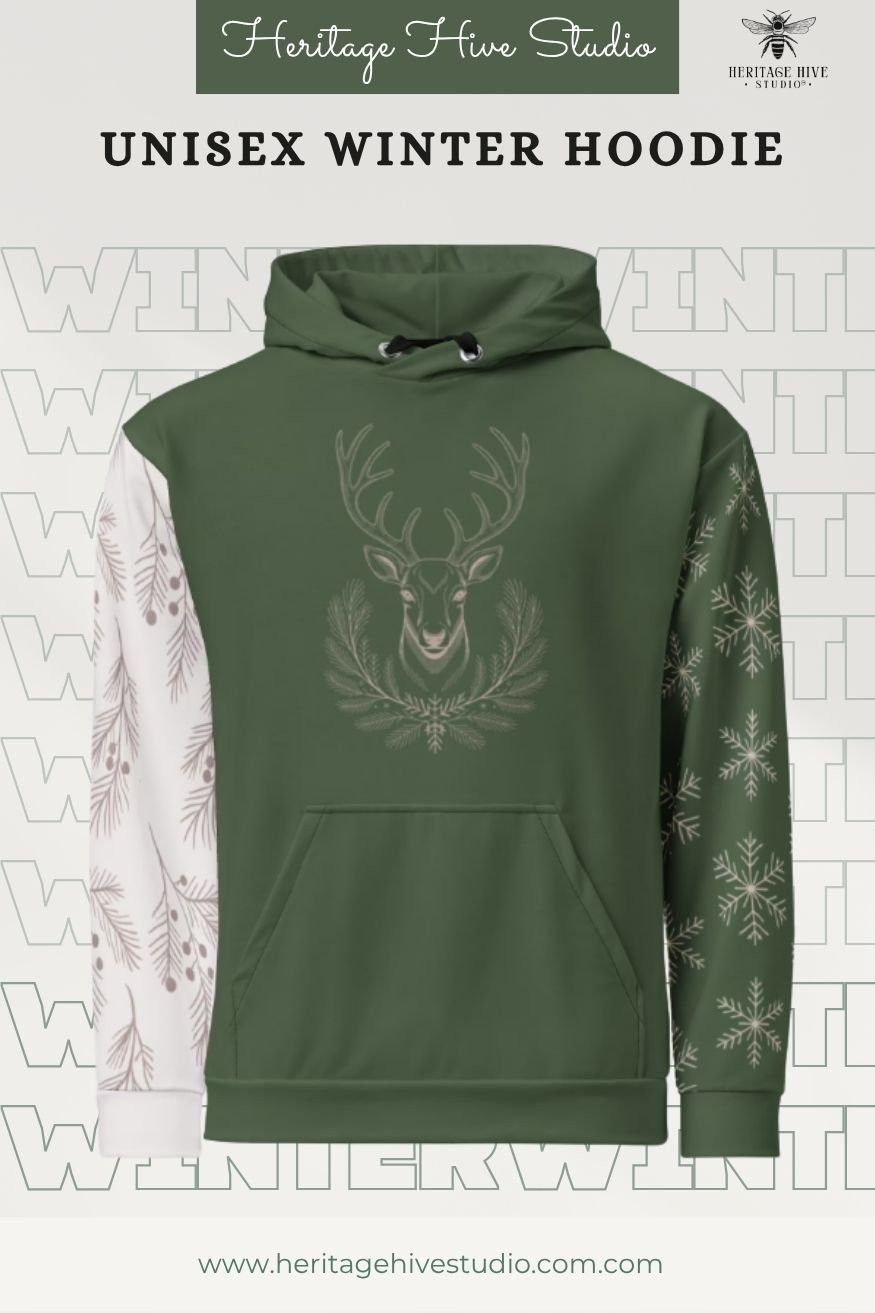 Winter Green Reindeer Hoodie | Cozy Unisex Christmas product image (1)