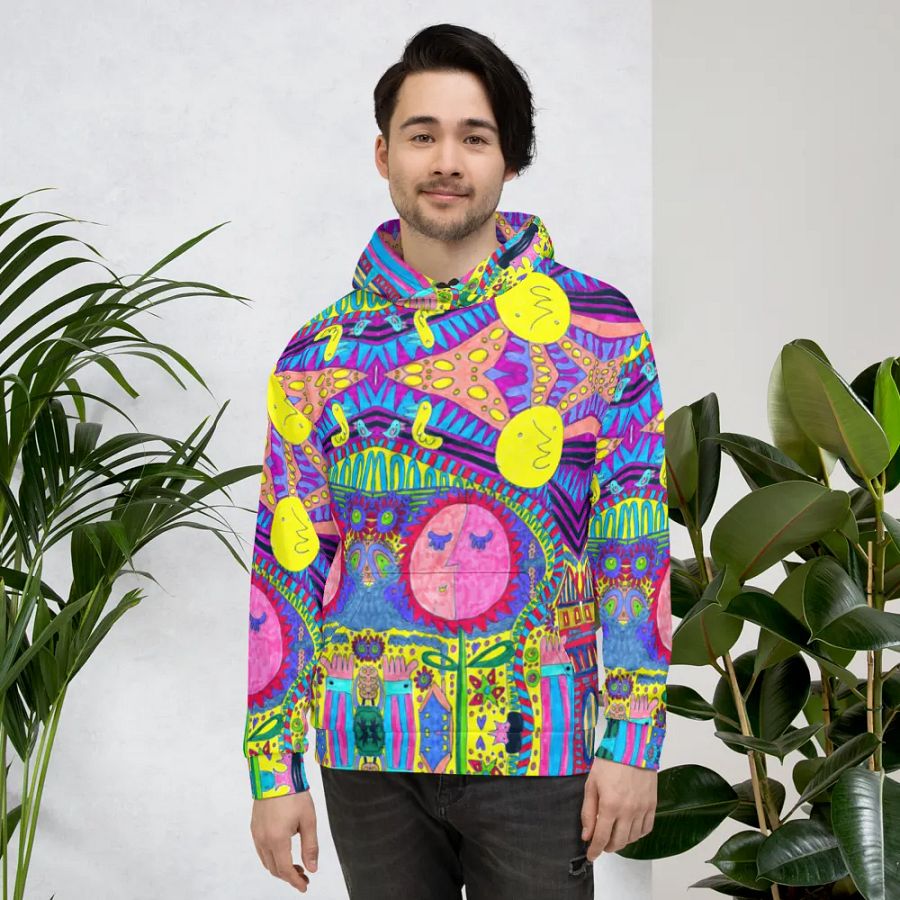 Abstract Surreal Doodle Landscape Unisex Pull Over Hoodie product image (5)