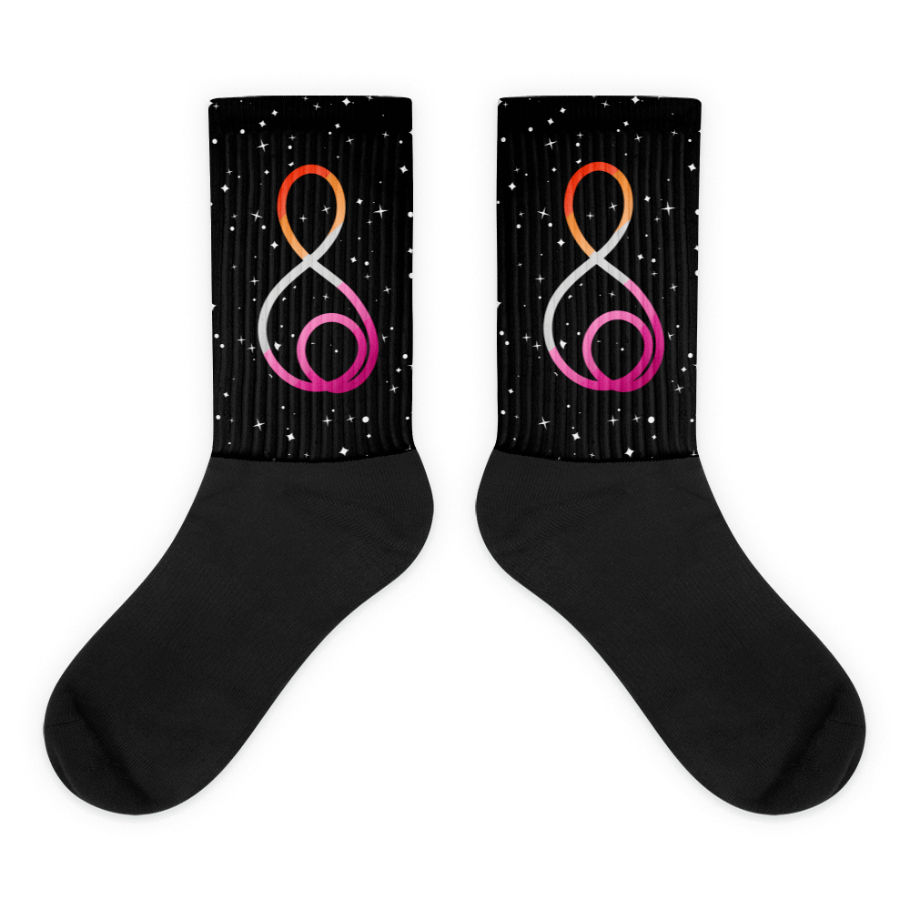 Treble Clef (Lesbian) - Black Foot Sublimated Socks product image (1)