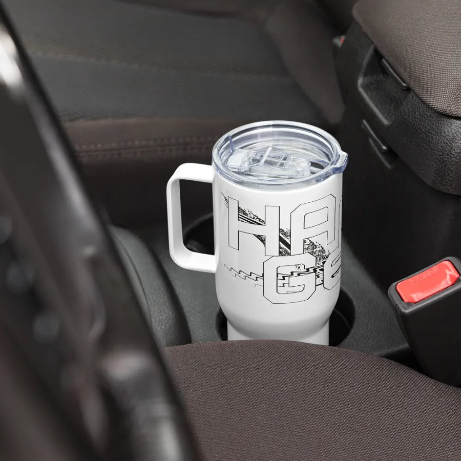 White HApex Gear Black Logo Travel Mug with a Handle product image (8)