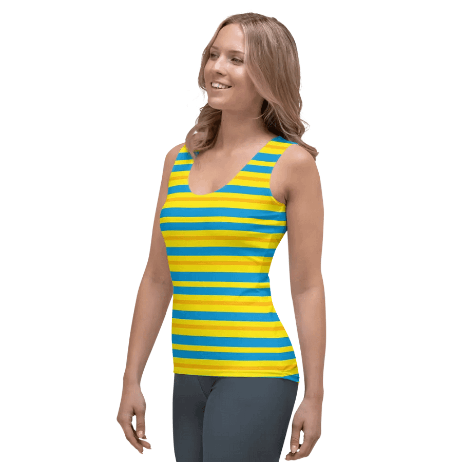 Cobalt Topaz Gold Striped Women's Tank Top product image (5)