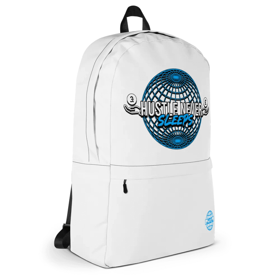 Hustle Never Sleeps Backpack (White) product image (9)