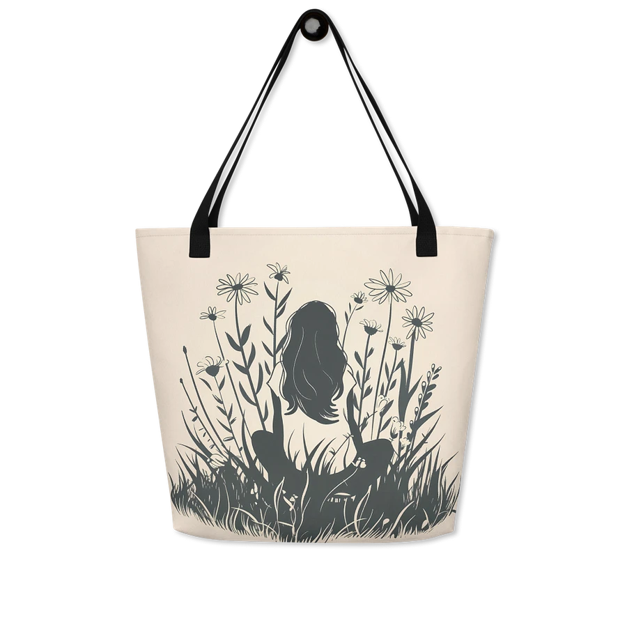 Tote Bag: Girl Who Loves Wildflowers Spring Summer Season Floral Art Style Design product image (8)