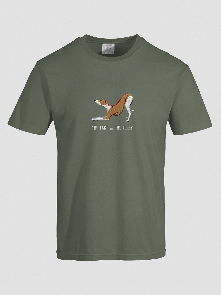 The Fast & The Furry T-Shirt(Embroidered) of an Italian Greyhound(Brown & White) product image (37)