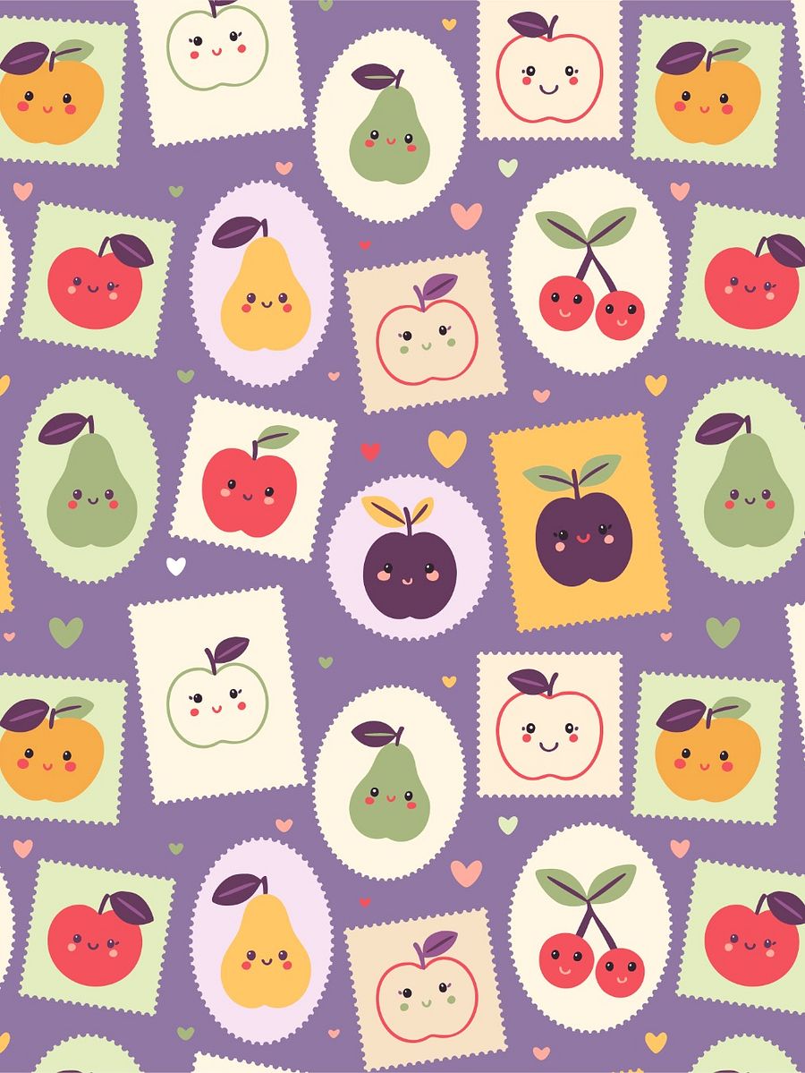 Postage stamps with cute fruits - Non-Exclusive Pattern product image (5)