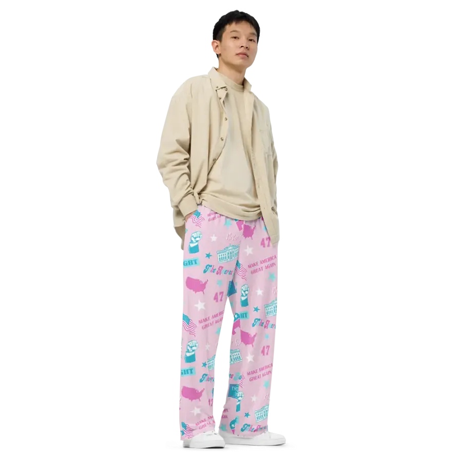 Trump 2024 Election-Themed Patriot Make America Great Again Pink Pattern Pajama Pant product image (8)