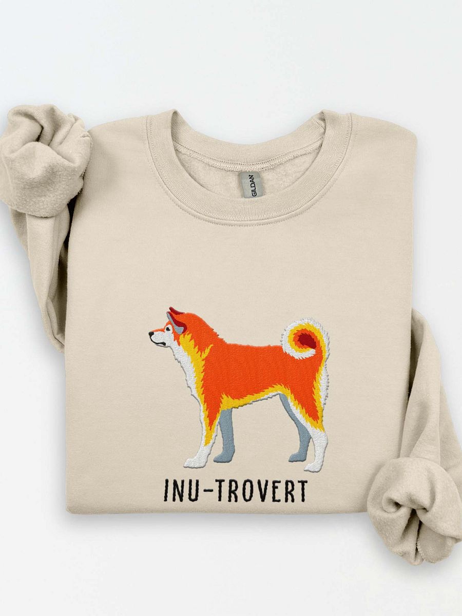 Inu-Trovert Sweatshirt (Embroidered) of a Japanese Akita Inu product image (1)