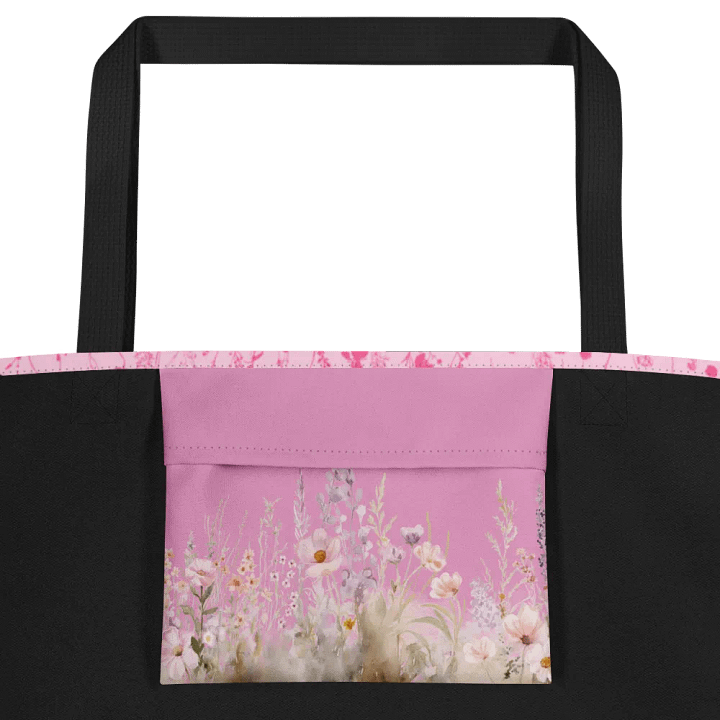 Pink Flower Summer Tote Bag with Inside Pocket for Beach & Shopping product image (2)