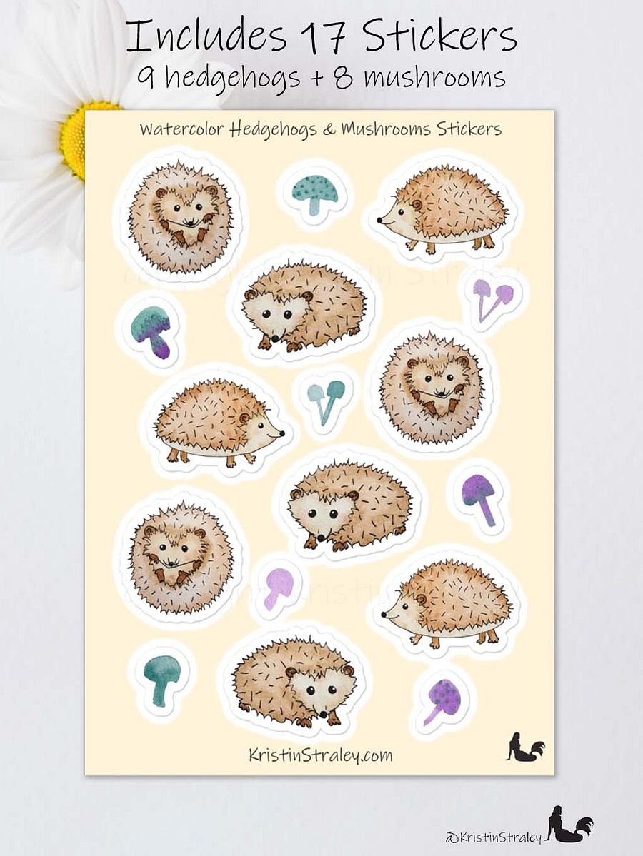 Hedgehogs and Mushrooms Sticker Sheet product image (2)