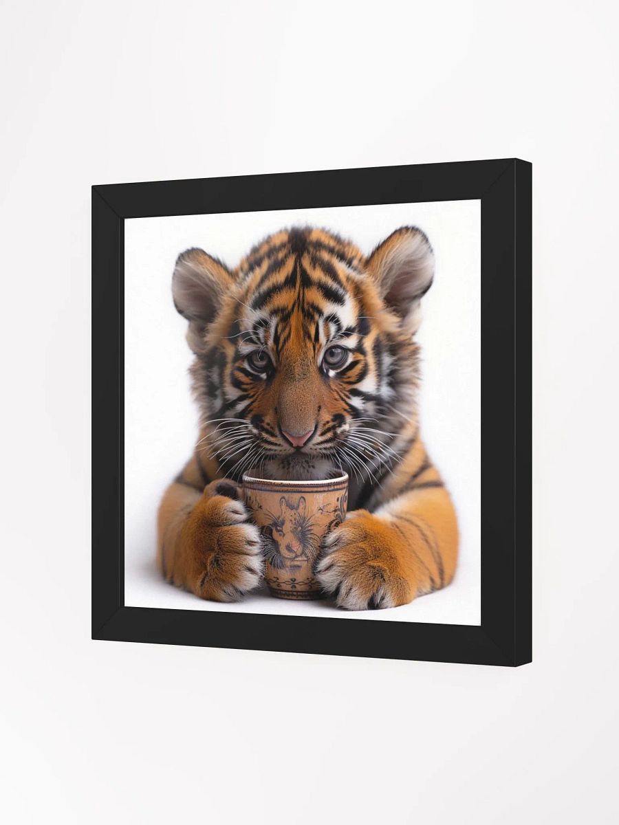 Coffee Lover Cute Tiger Cub Framed Wall Art product image (23)