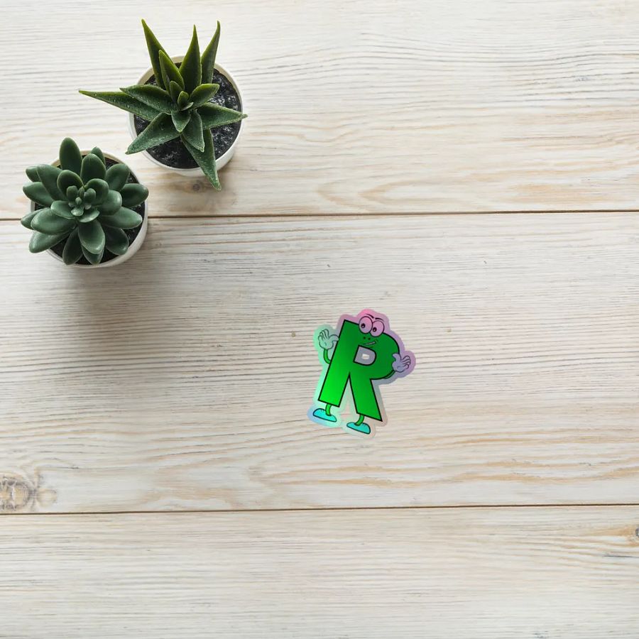 R Letter Cartoon Character Holographic Sticker product image (10)