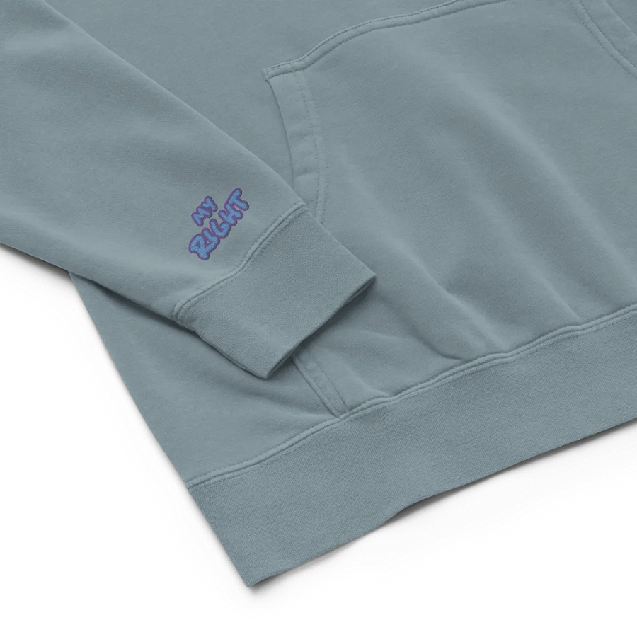 Left and Right embroidered pigment-dyed hoodie (violet design) product image (6)