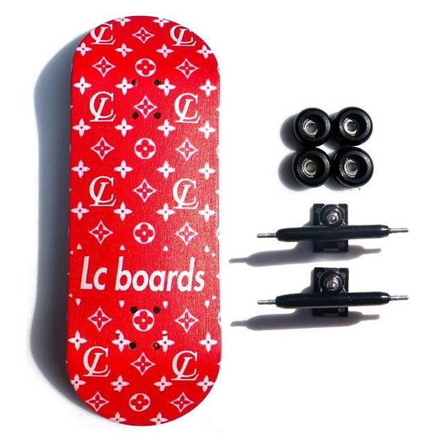 LC BOARDS FINGERBOARD 98X34 COMPLETE RED LV GRAPHIC WITH FOAM GRIP TAPE product image (1)