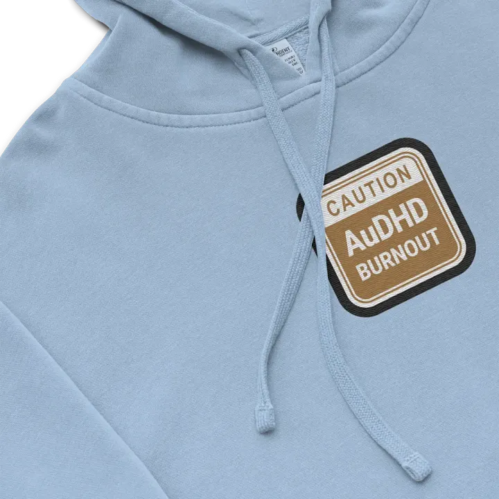 CAUTION: AuDHD BURNOUT embroidered pigment hoodie (brown bubble design 2) product image (1)