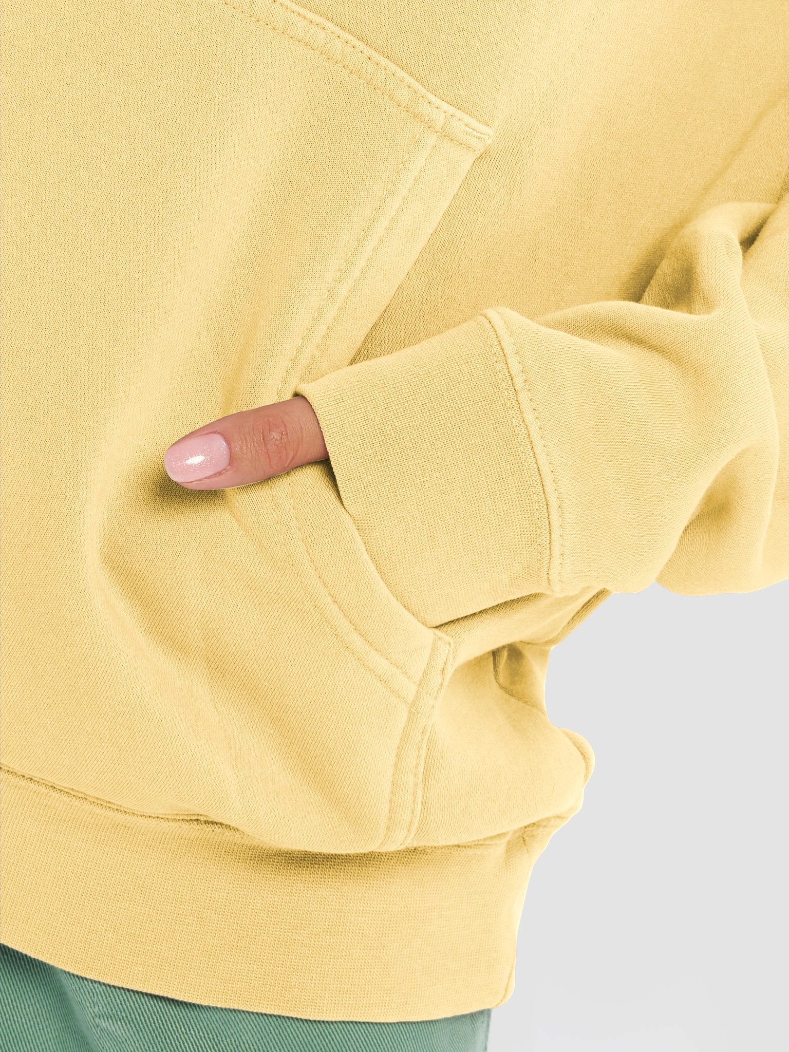 Plain Color Pigment Yellow Hoodie product image (5)