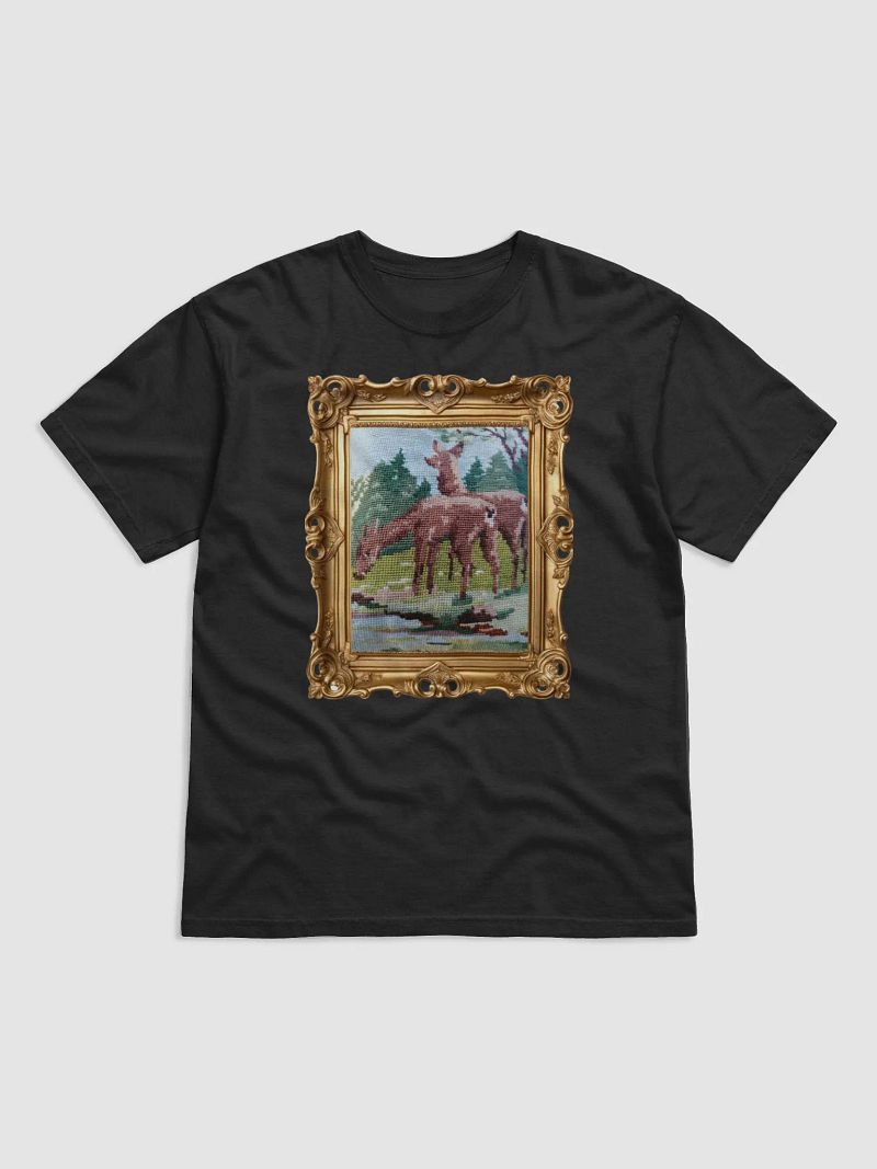 DEER MOTIF CROSS STITCH T-SHIRT