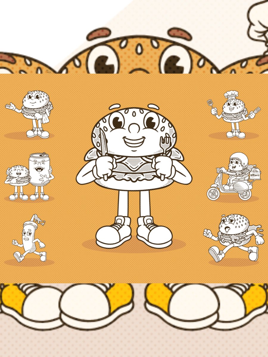 Retro Burger Groovy Illustration product image (2)