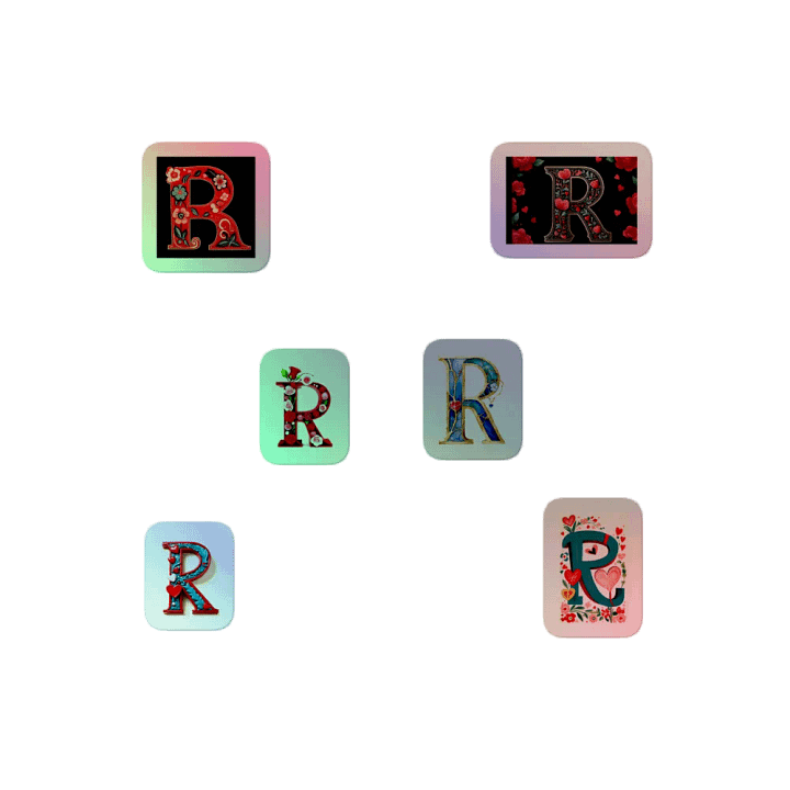 All R's Valentine’s Monogram Holo Sticker Pack product image (2)