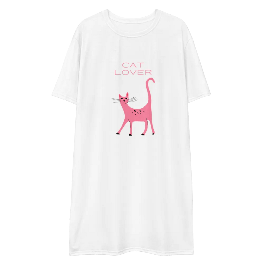 Chic "Cat Lover" All-Over T-Shirt Dress product image (5)