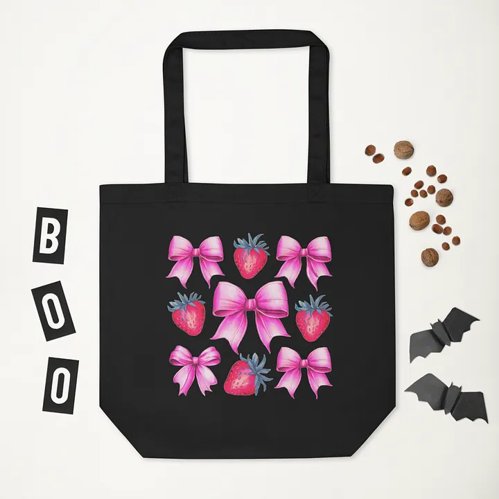 Sweet Strawberry and Bow Tote Bag product image (2)