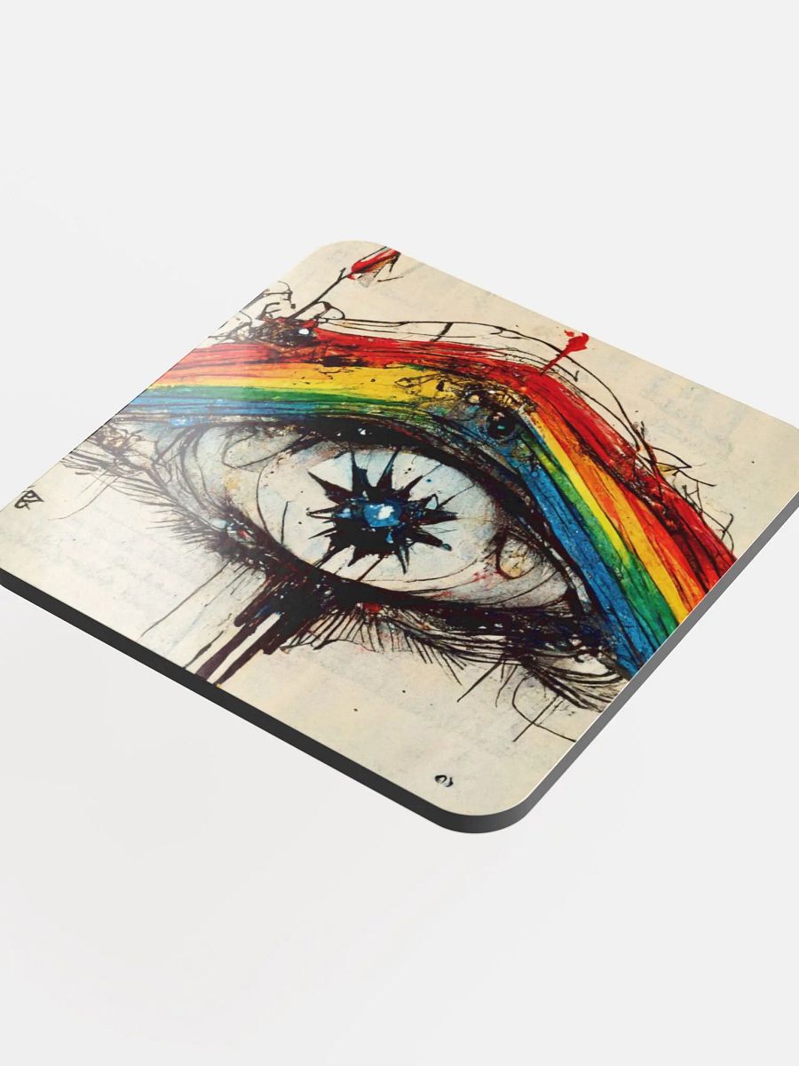 Rainbow Eye Glossed Cork Coaster product image (4)
