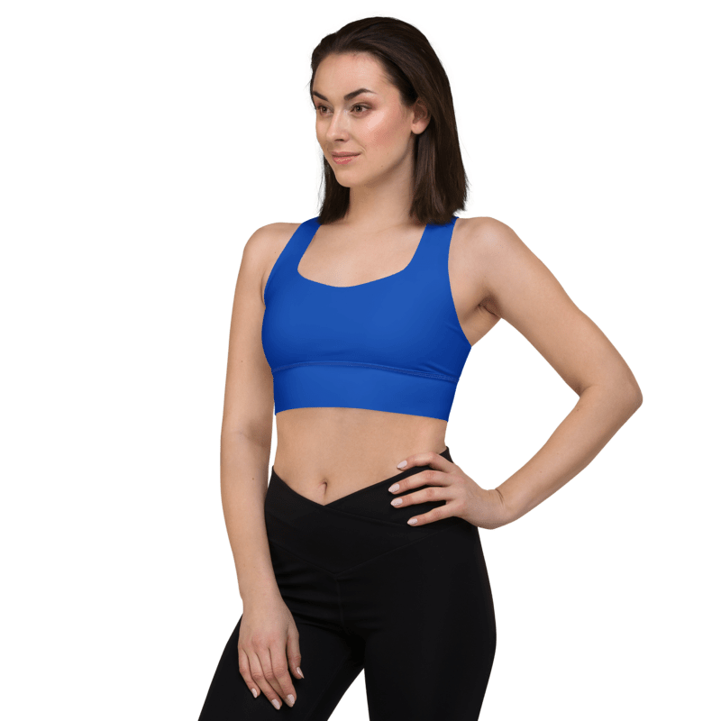 Plain Color Absolute Blue Longline Sports Bra product image (3)