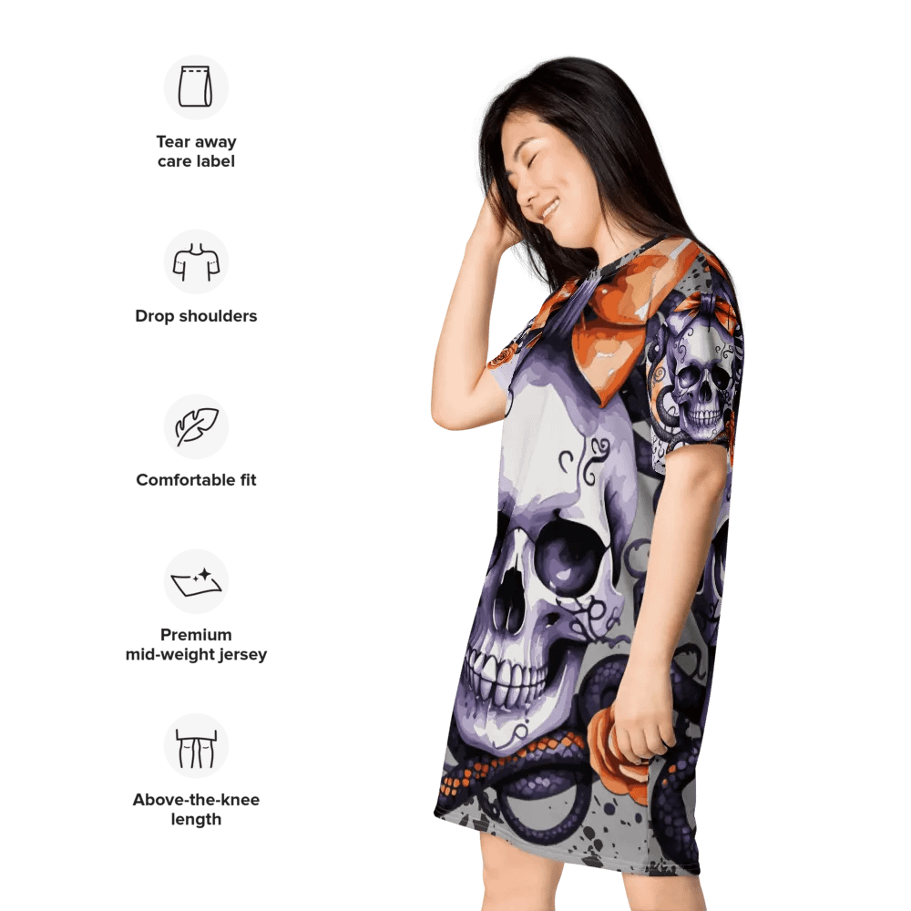 Coquette Style Skull and Snake T-Shirt Dress product image (3)
