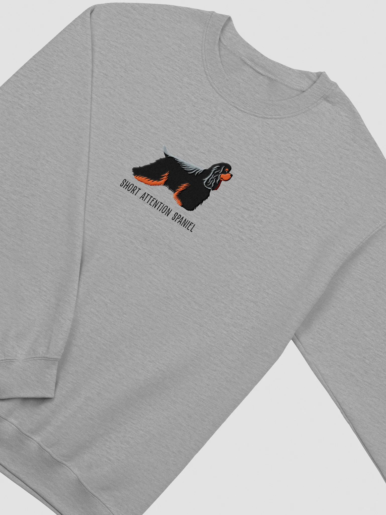 Short Attention Spaniel Sweatshirt (Embroidered) of an American Cocker Spaniel(Black & Tan) product image (6)