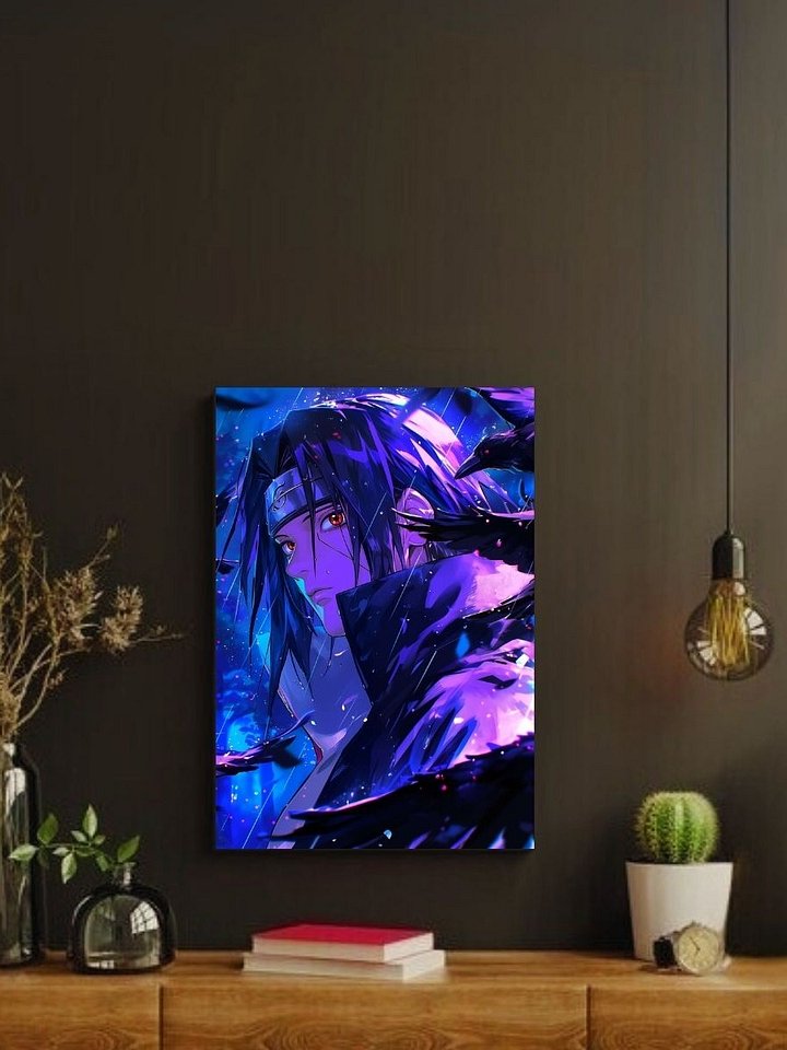 Naruto Itachi Crows Rain Sharingan – Glossy 8x10 Metal Print product image (2)