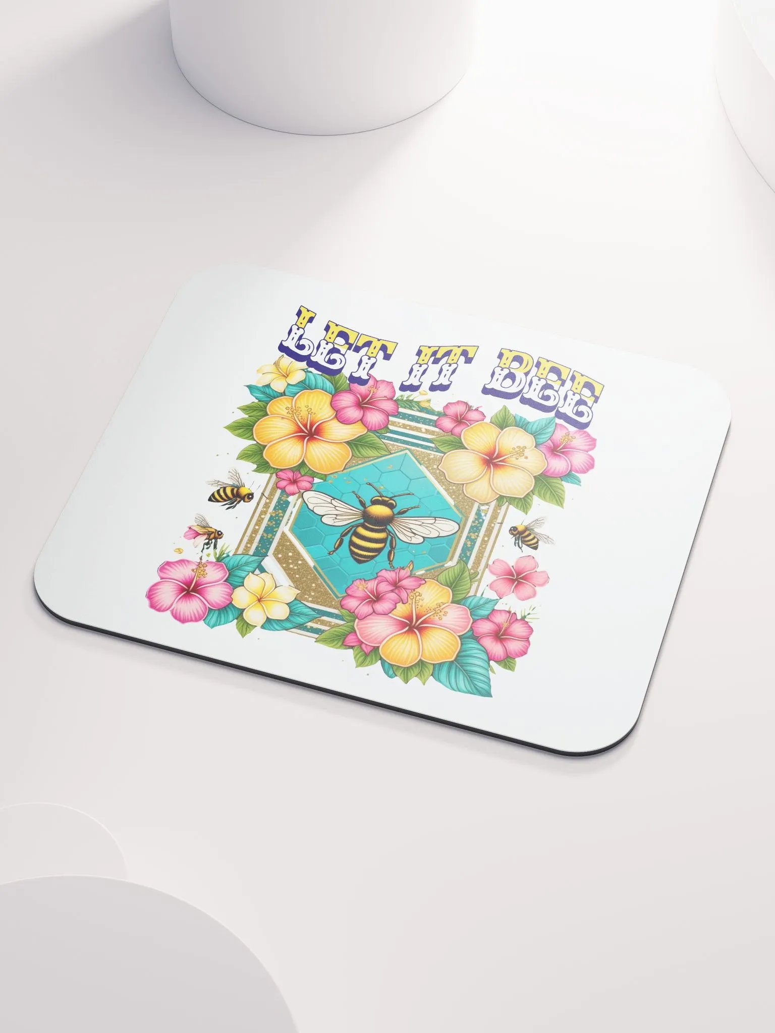 Let It Bee Flower Floral Vibrant Mouse Pad product image (3)