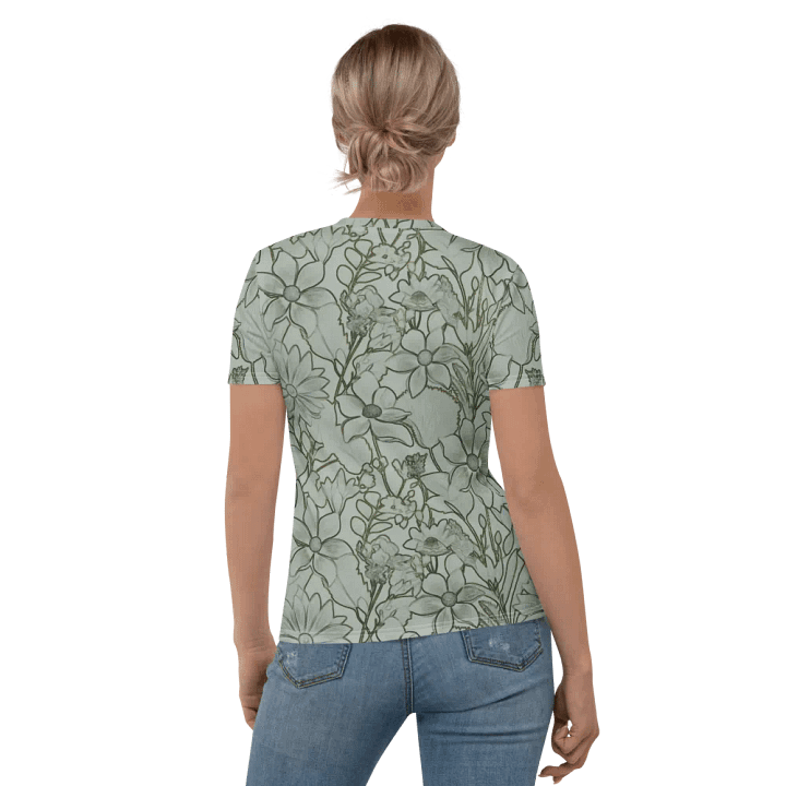Line artLight Green and Dark green Floral/All-Over Print Women's Crew Neck T-Shirt by Sublicolor product image (1)