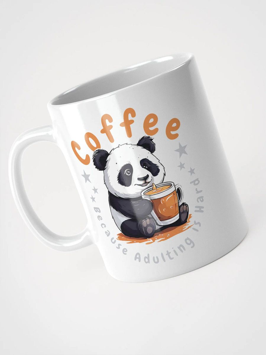 Coffee: Because Adulting is Hard – Funny White Glossy Mug | Double-Sided Cute Panda Design | Perfect for Coffee Lovers product image (3)