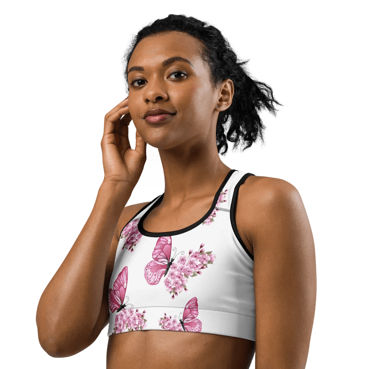 Cherry Blossom Butterfly Sports Bra product image (1)