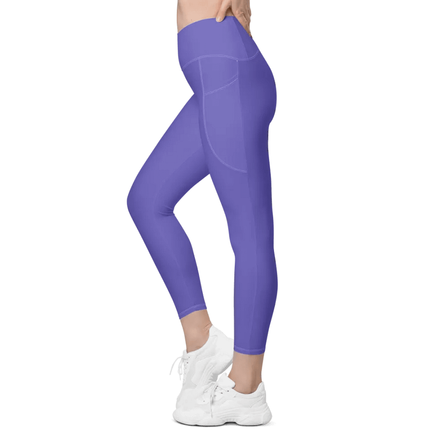 Plain Purple Light Summer Women's High Waisted Premium Crossover Leggings with Pockets by Treasure Pie product image (11)
