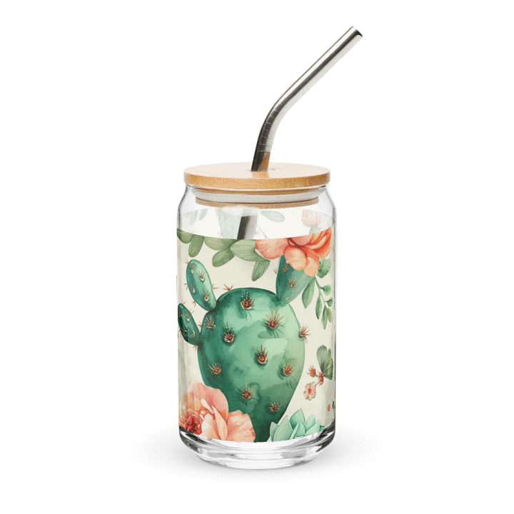 Succulent Serenity Glass Can Sipper product image (1)