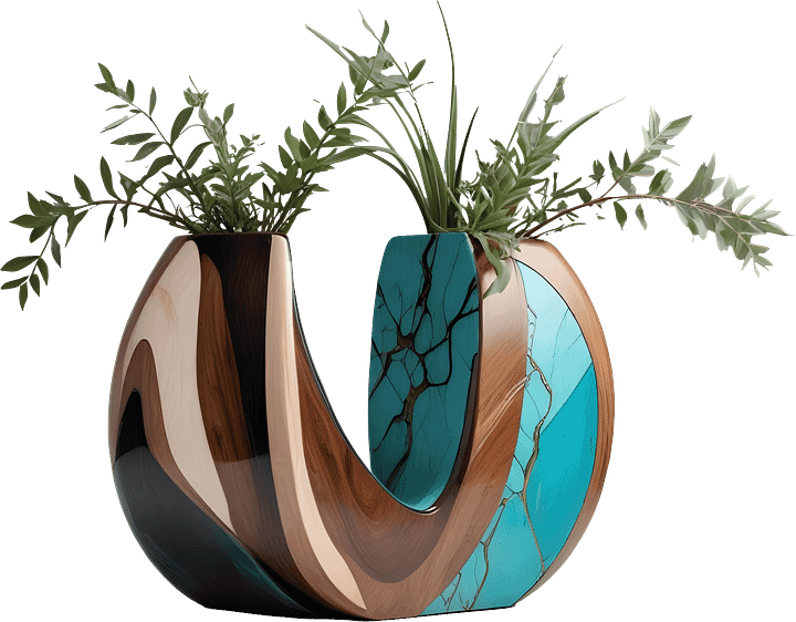 Song of the Waves – Art Deco Vase Arrangement PNG product image (1)