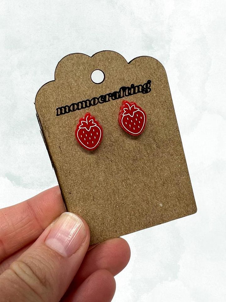 Fruit Basket Strawberry Stud Earrings (Red) product image (1)
