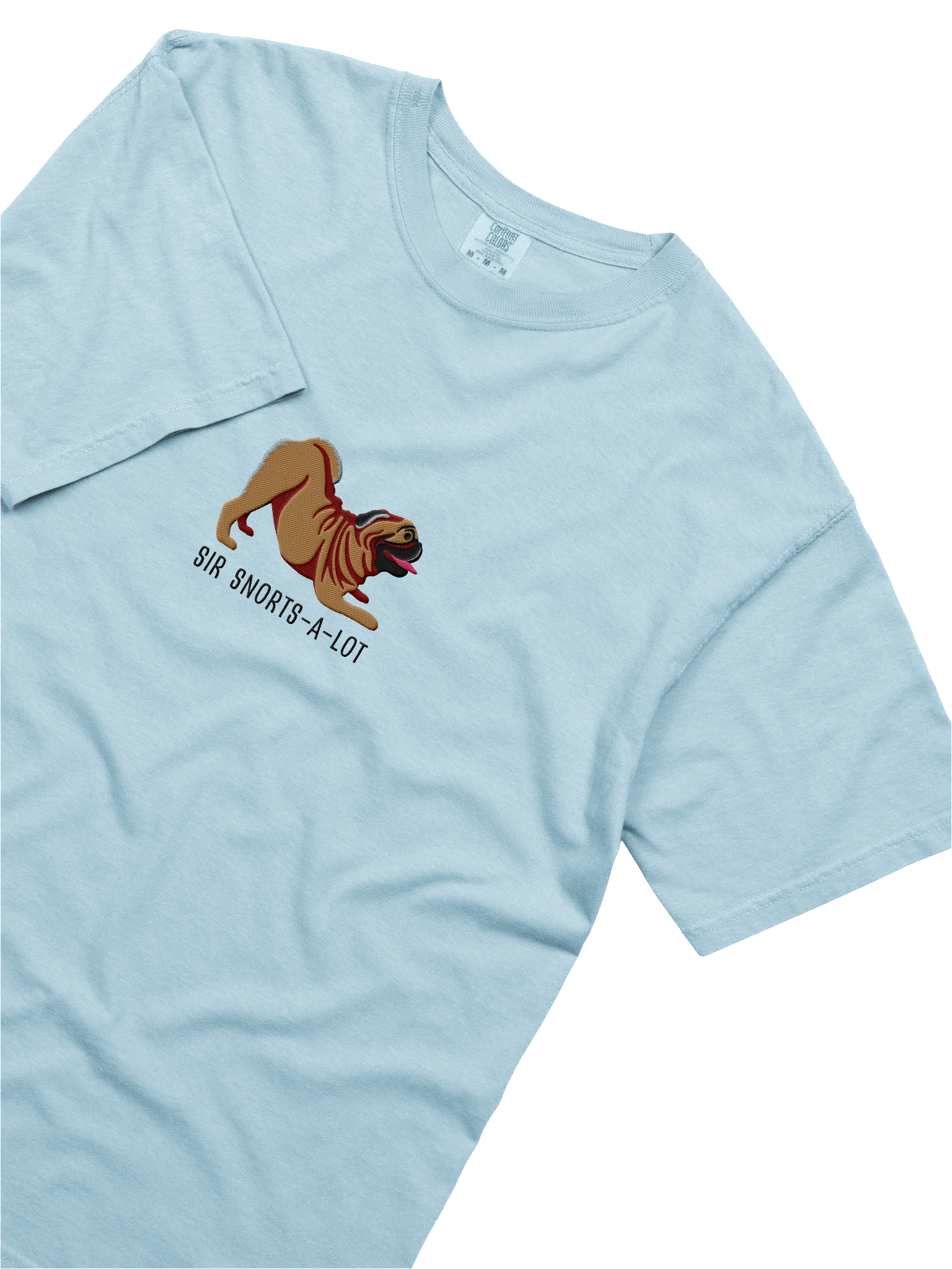 Sir Snorts-A-Lot T-Shirt(Embroidered) of a Pug(Tan) product image (55)