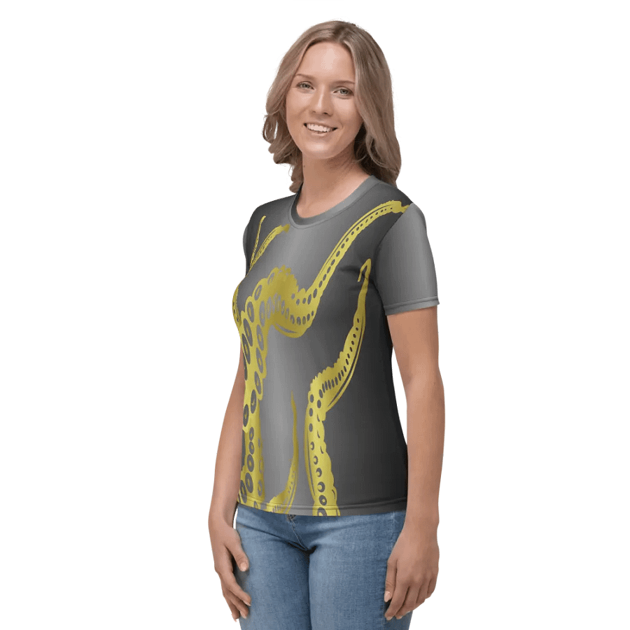 Octopus Tentacles Gold All Over Print T-shirt product image (4)