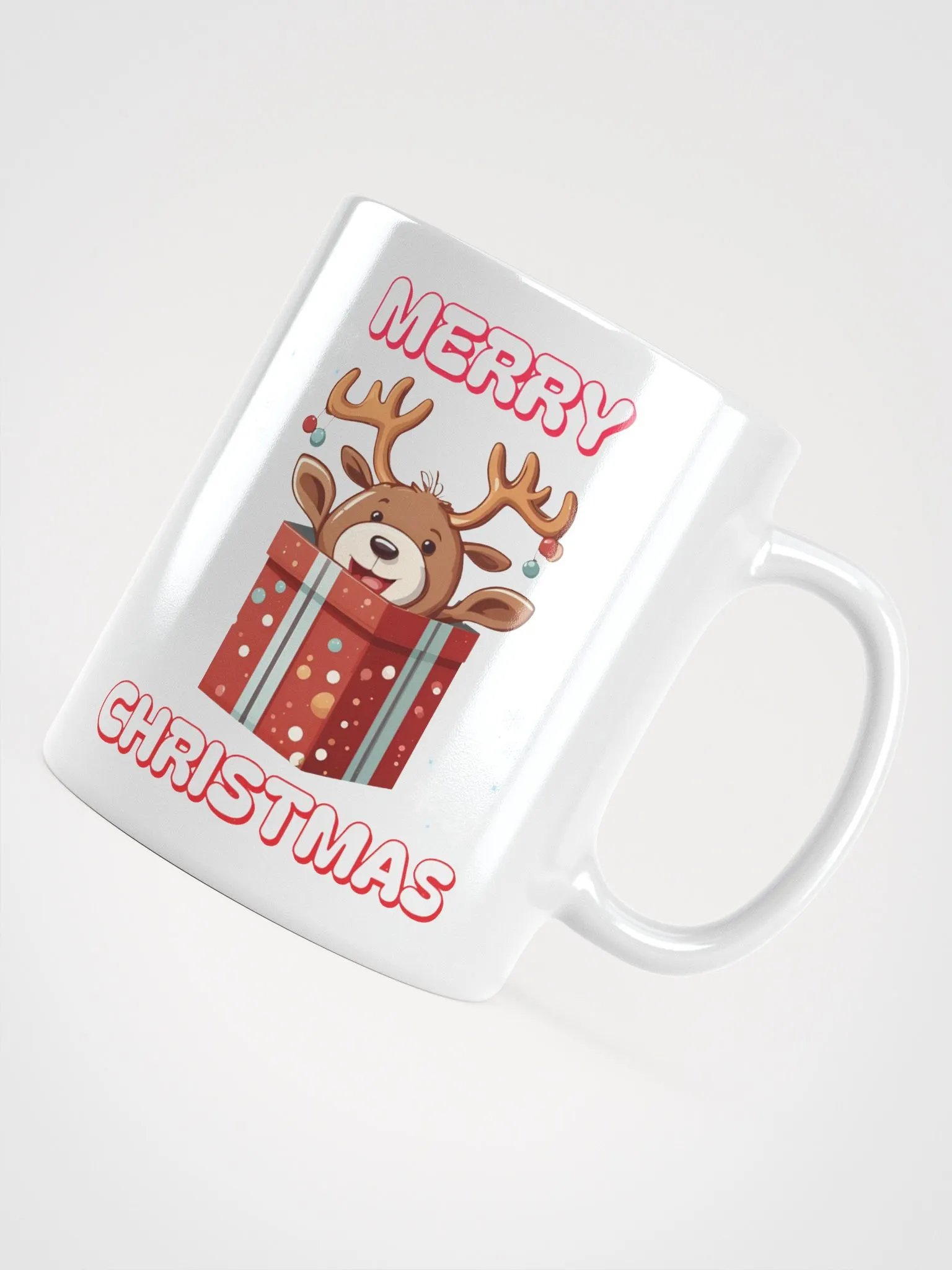 Adorable Baby Reindeer Wishing All A Merry Christmas White Mug product image (12)