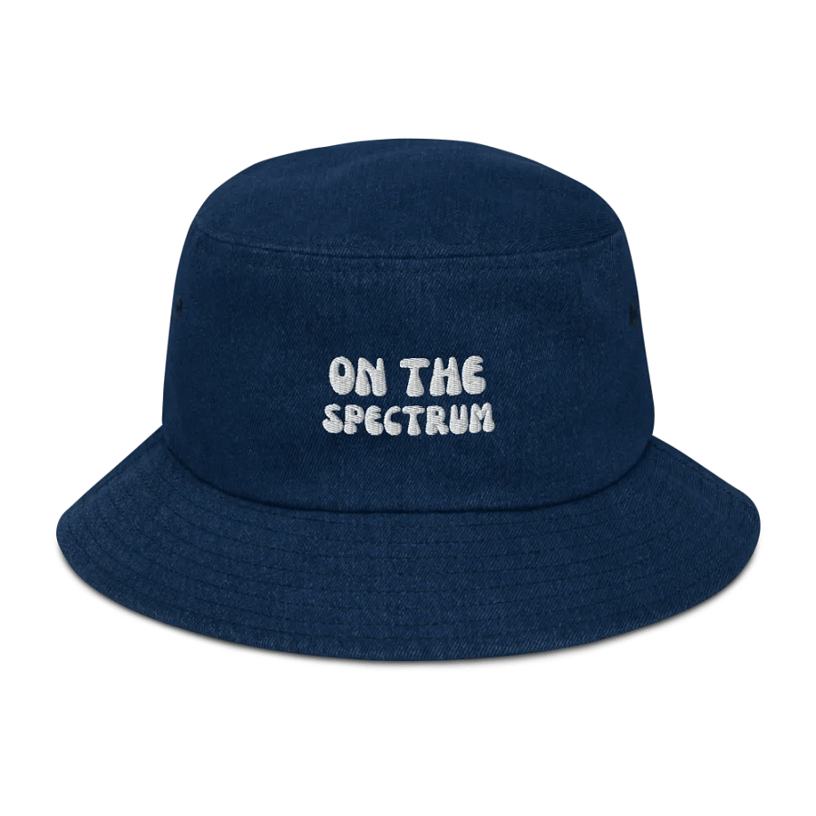 ON THE SPECTRUM (white) groovy design embroidered denim bucket hat product image (21)