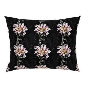 Seamless Pattern - Pink and White Flowers in Vertical Stripes on Black and Gray product image (6)