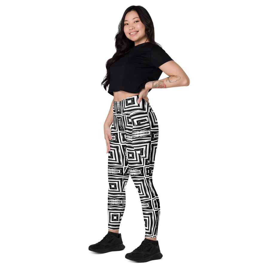 Abstract Monochrome Repeating Pattern All Over Print Ladies Leggings product image (27)