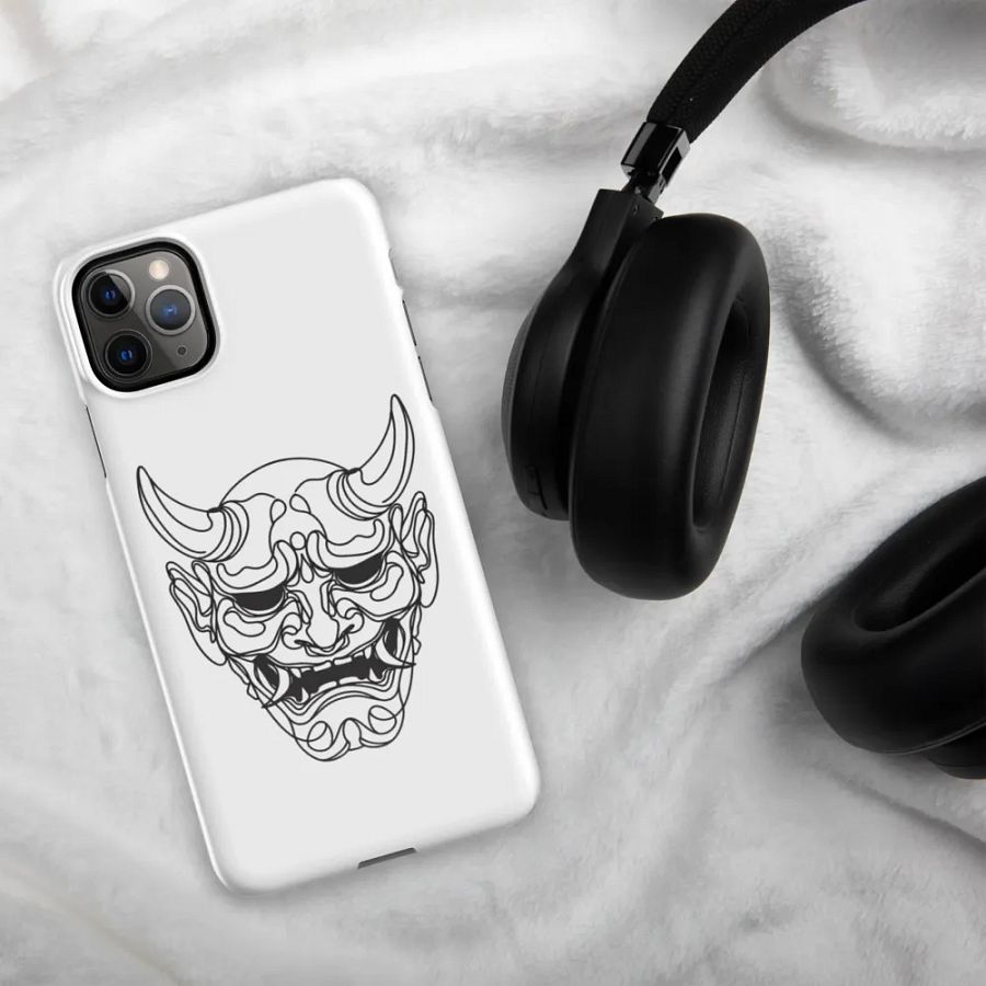 Oni Mask Line Art Design Tough iPhone Case product image (5)
