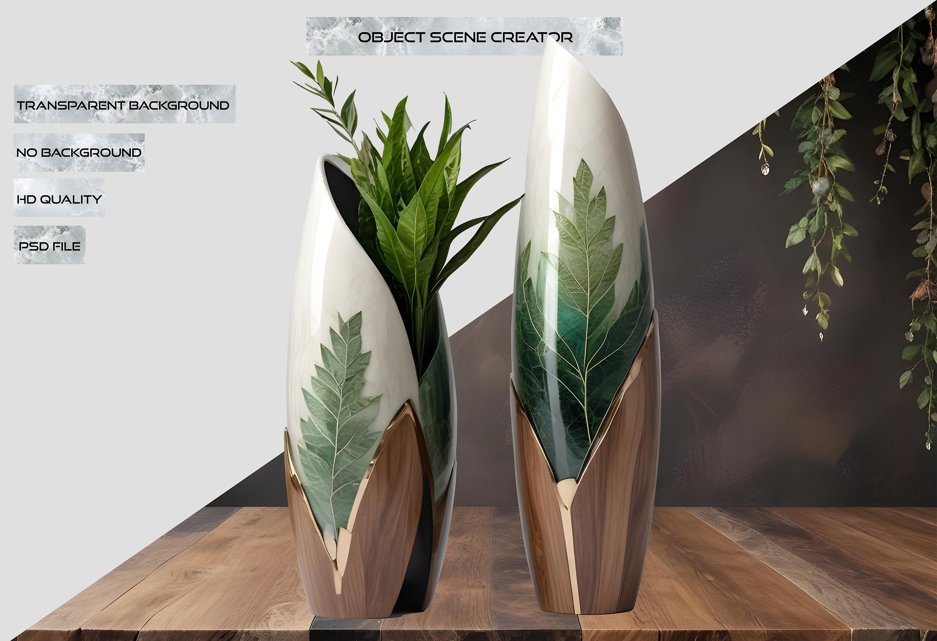Luxe Botanique – Vase Art Déco with Plant spa decor product image (2)
