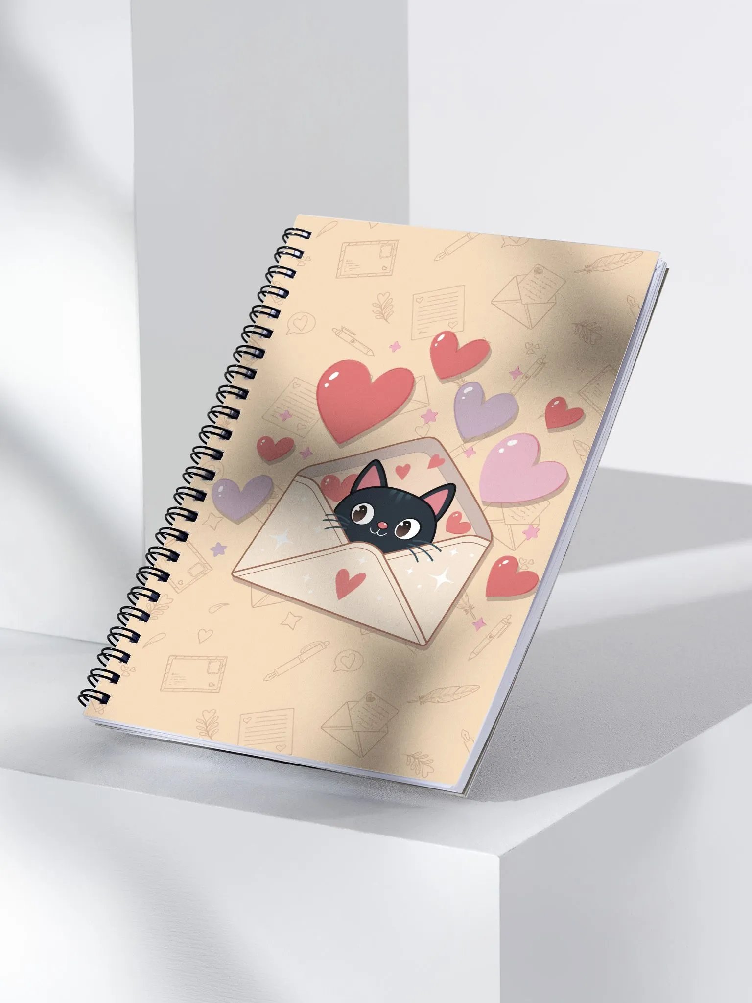 Feline Valentine Envelope - spiral notebook product image (3)