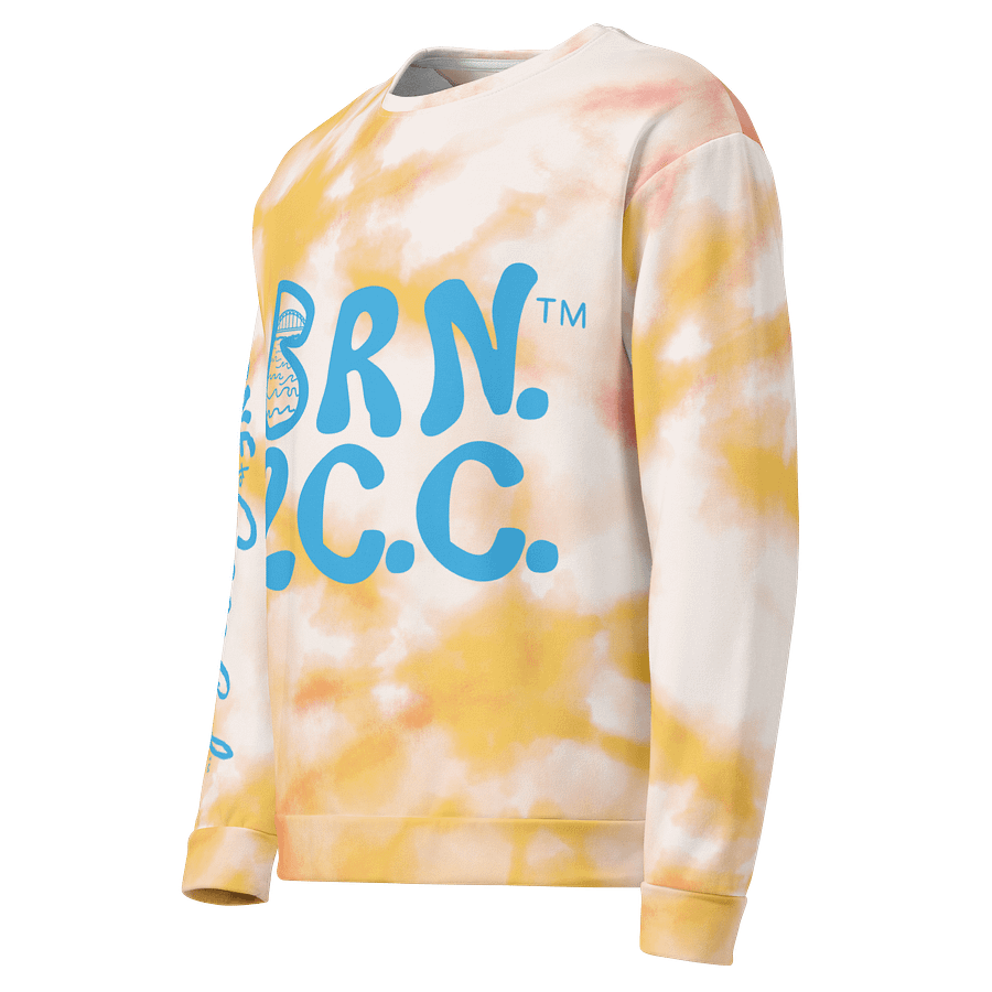 Unisex | BOURNE to Cape Cod™ Sweatshirt | Blue Logo on Pastel Tie-Dye Vibes | BRN.2C.C.™ | Eco-Friendly Comfort product image (3)