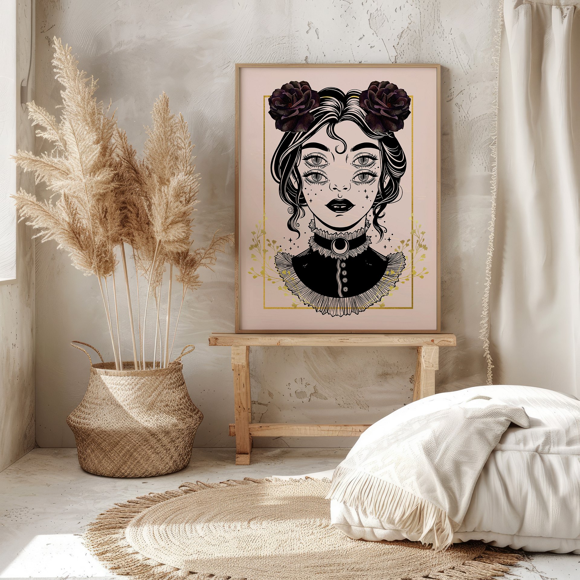 Four Eyed Witch Portrait Gothic Art Print product image (4)